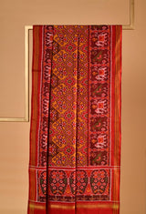 Maroon - Mustard Silk Patola Dupatta