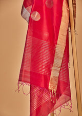 Chanderi Silk Raani Pink Kurta with Jaamdani Dupatta & Pants