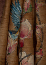Light Brown Tassar Handpainted Sari, from our collection Kalam