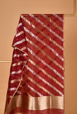 Organza Dupatta with Diagonal Zari Lines