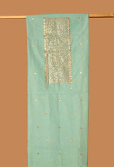 Seagreen Chanderi Cotton, Gota Patti Unstitched Suit set