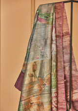 Grey Tassar Handpainted Sari, from our collection Kalam