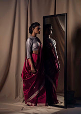 Rani Pink Chanderi Silk Sari Jaamdani