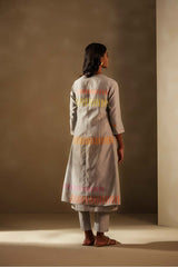 Grey Chanderi Jaamdani Suit