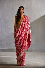 Fuschia Pink Silk Banarasi Sari