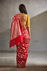 Crimson Red Silk Banarasi Sari