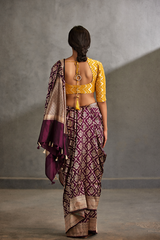Deep Purple Silk Banarasi Sari