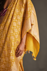 Yellow Silk Banarasi Sari