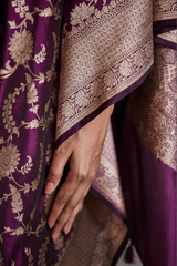 Mulberry Purple Silk Banarasi Sari