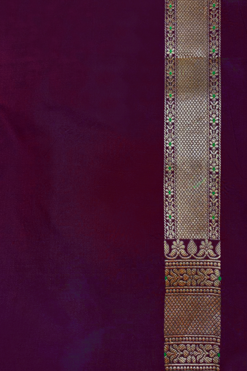 Deep Purple Silk Banarasi Sari