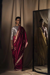 Rani Pink Chanderi Silk Sari Jaamdani