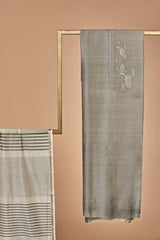 Grey Chanderi Unstitched Suit Set  with Print & Embroidery from our collection "Lakeerein"