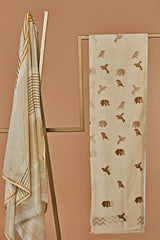 Mustard & Olive Green Chanderi Unstitched Suit Set  Print & Embroidery from our collection "Lakeerein"