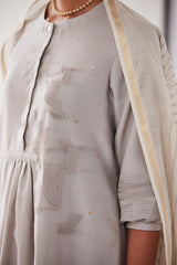 Grey Chanderi Suit Set, Print & Embroidery from our collection Lakeerein