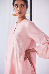 Peach-Pink Chanderi Suit Set, Print & Embroidery from our collection Lakeerein