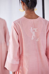 Peach-Pink Chanderi Suit Set, Print & Embroidery from our collection Lakeerein