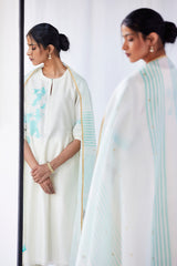 Aqua Blue Chanderi Suit Set, Print & Embroidery from our collection Lakeerein