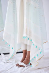 Aqua Blue Chanderi Suit Set, Print & Embroidery from our collection Lakeerein