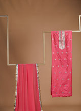 Fuschia Silk Gota Patti Unstitched Suit Set