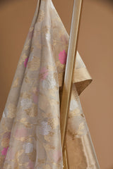 Beige Chanderi Jaamdani Dupatta with Silver-Gold Floral Jaal