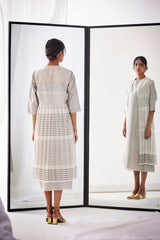 Grey Chanderi Dress Print & Embroidery from our collection Lakeerein
