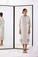 Grey Chanderi Dress Print & Embroidery from our collection Lakeerein