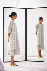 Grey Chanderi Dress Print & Embroidery from our collection Lakeerein