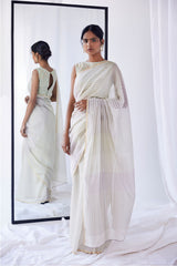 Olive - Lilac  Chanderi Cotton Sari Block Printed from our collection "Lakeerein"