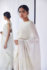 Olive - Lilac  Chanderi Cotton Sari Block Printed from our collection "Lakeerein"