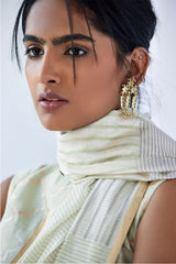 Olive - Lilac  Chanderi Cotton Sari Block Printed from our collection "Lakeerein"