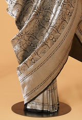 Black Banarasi Silk Jacquard Sari 10