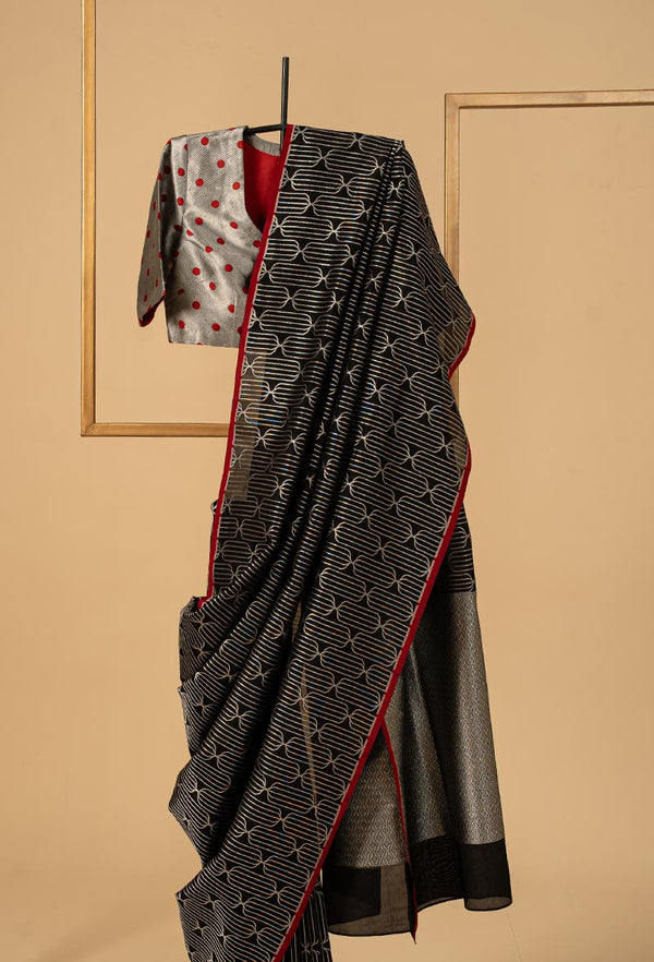 Black Banarasi Silk Sari