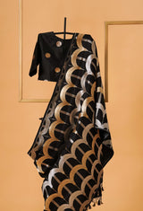Black Banarasi Katan Silk Sari 14