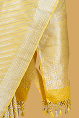 Yellow Banarasi Satin-Silk Sari