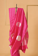 Pink Banarasi Silk Sari 15