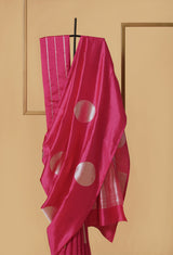Pink Banarasi Silk Sari