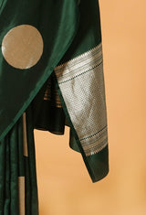 Deep Green Banarasi Silk Sari 16