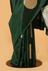 Deep Green Banarasi Silk Sari 16