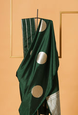 Deep Green Banarasi Silk Sari 16
