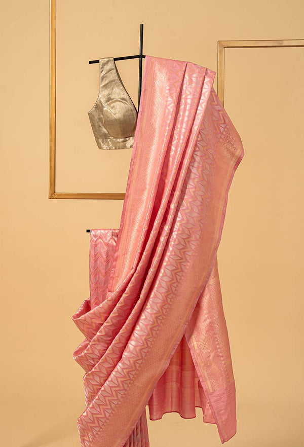 Pastel Pink Banarasi Silk Sari