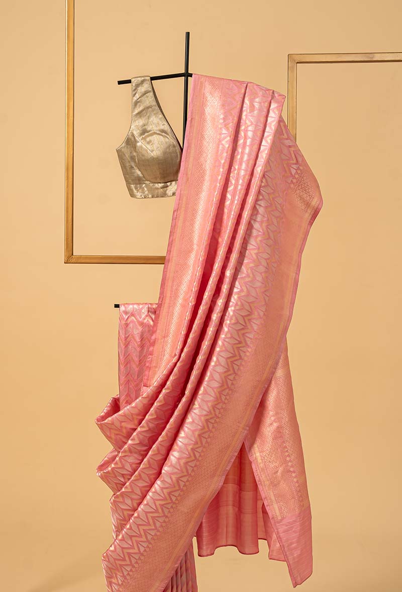 Pastel Pink Banarasi Silk Sari