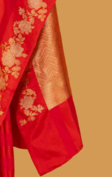 Red Rani Banarasi Silk Sari