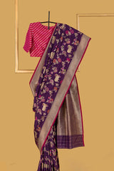 Purple Banarasi Silk Sari