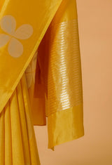 Yellow Banarasi Silk Sari 19