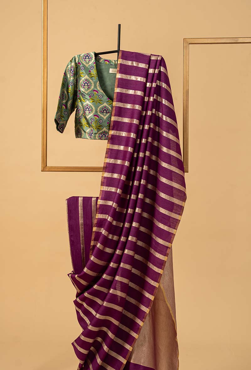 Deep Orchid Banarasi Georgette Sari
