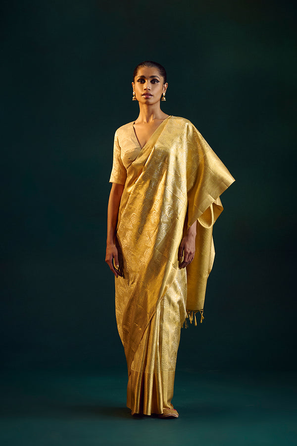 Gold Silk Kanjivaram Sari