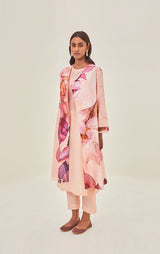 Chanderi Printed Sleeveless Dress With Soft Summer Jacket