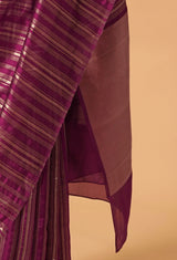 Purple Banarasi Kora Silk Sari  2