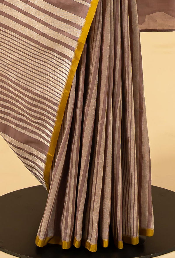 Dull Rose Banarasi Silk Sari