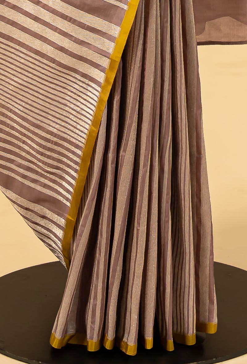 Dull Rose Banarasi Silk Sari